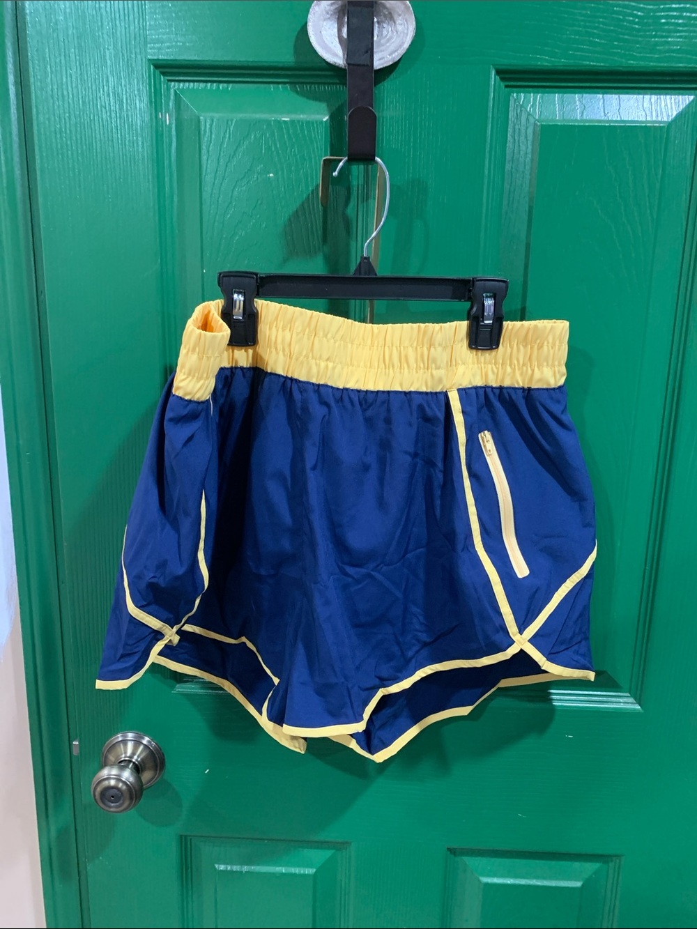 Women’s Athletic Shorts - Navy with Yellow Trim